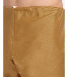Men Silk Gold Kurta & Churidar Set