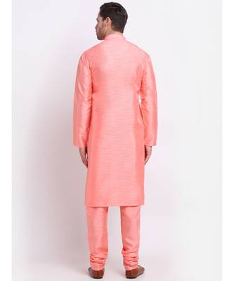 Men Silk Pink Kurta & Churidar Set 3