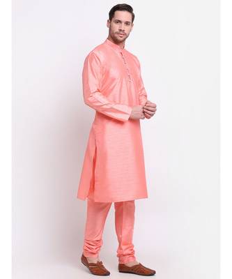 Men Silk Pink Kurta & Churidar Set 1