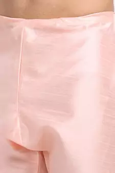 Men Silk Peach Kurta & Churidar Set