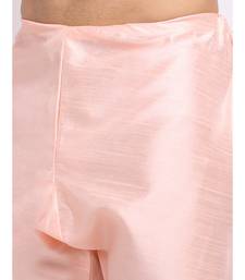 Men Silk Peach Kurta & Churidar Set