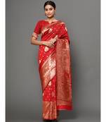 Red Color Beautiful Weaving Semi Silk Saree With Blouse