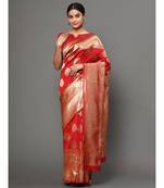 Red Color Beautiful Weaving Banarasi Silk Saree With Blouse
