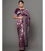 Purple Color Beautiful Weaving Banarasi Silk Saree With Blouse