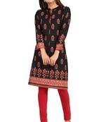 Black printed crepe short-kurtis