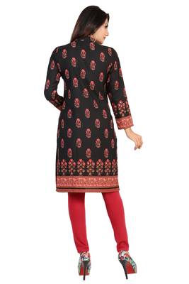 Black printed crepe short-kurtis 2
