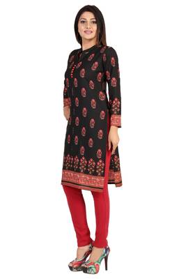 Black printed crepe short-kurtis 3
