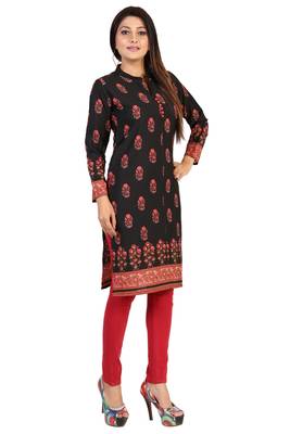 Black printed crepe short-kurtis 4