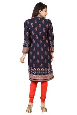 Blue printed crepe short-kurtis 2