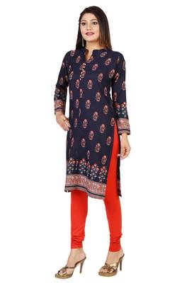 Blue printed crepe short-kurtis 3