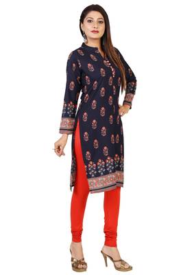 Blue printed crepe short-kurtis 4