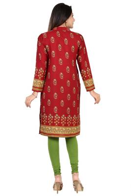 Maroon printed crepe short-kurtis 2