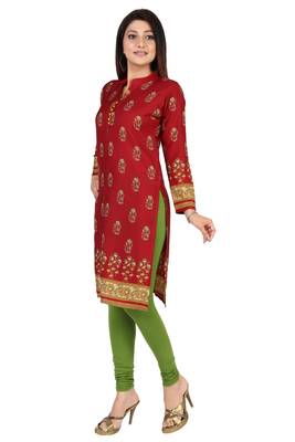 Maroon printed crepe short-kurtis 3