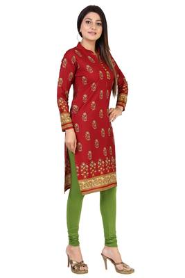 Maroon printed crepe short-kurtis 4