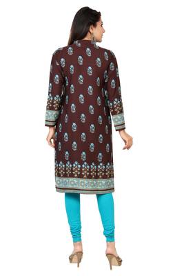 Brown printed crepe short-kurtis 2