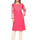 Pink printed crepe short-kurtis