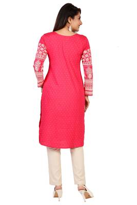 Pink printed crepe short-kurtis 2