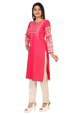 Pink printed crepe short-kurtis 3
