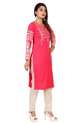 Pink printed crepe short-kurtis 4