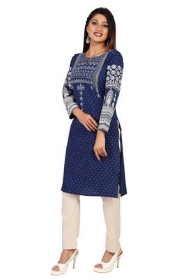 Blue printed crepe short-kurtis 3