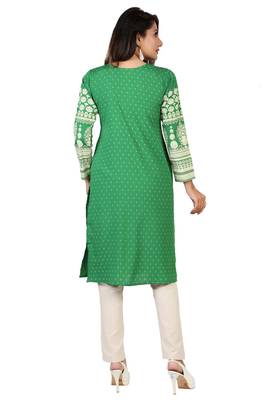 Green printed crepe short-kurtis 2