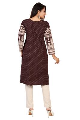 Brown printed crepe short-kurtis 2