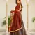 Maroon printed brocade stitched lehenga