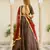 Maroon printed brocade stitched lehenga