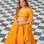 Yellow printed brocade stitched lehenga
