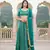 Teal printed brocade stitched lehenga