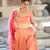 Coral printed brocade stitched lehenga