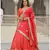 Coral embroidered cotton silk stitched lehenga