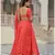 Coral embroidered cotton silk stitched lehenga