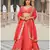 Coral embroidered cotton silk stitched lehenga