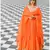 Orange embroidered cotton silk stitched lehenga