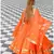 Orange embroidered cotton silk stitched lehenga