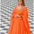 Orange embroidered cotton silk stitched lehenga