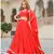 Red embroidered cotton silk stitched lehenga