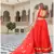 Red embroidered cotton silk stitched lehenga