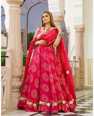 Pink embroidered cotton silk stitched lehenga 1