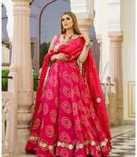 Pink embroidered cotton silk stitched lehenga