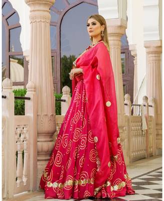 Pink embroidered cotton silk stitched lehenga 2