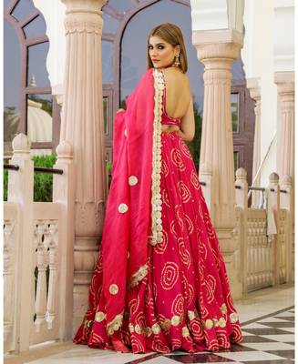 Pink embroidered cotton silk stitched lehenga 3