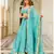 Turquoise embroidered cotton silk stitched lehenga