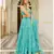 Turquoise embroidered cotton silk stitched lehenga