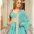 Turquoise embroidered cotton silk stitched lehenga