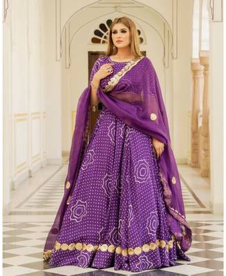 Purple embroidered cotton silk stitched lehenga 1