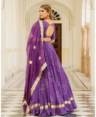 Purple embroidered cotton silk stitched lehenga 3