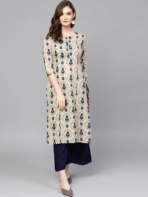 Grey printed cotton palazzo-kurta 1