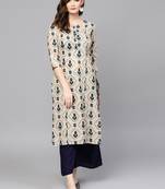 Grey printed cotton palazzo-kurta